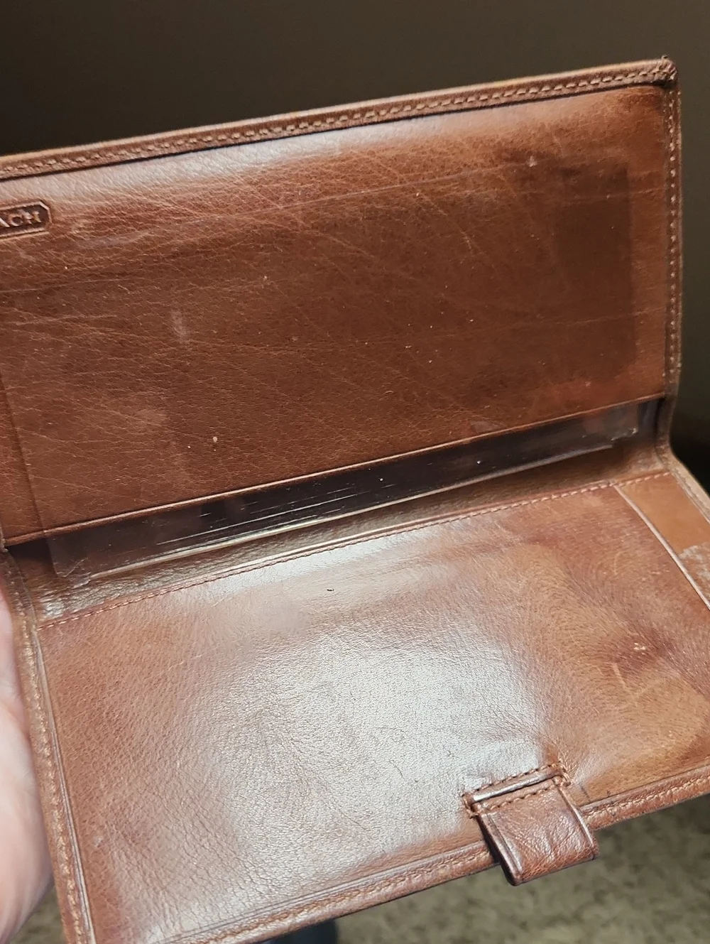 VTG Coach Brown Leather Long Checkbook Holder